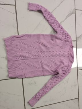 Lavender Cable Knit Women's Sweater - Classic Crewneck